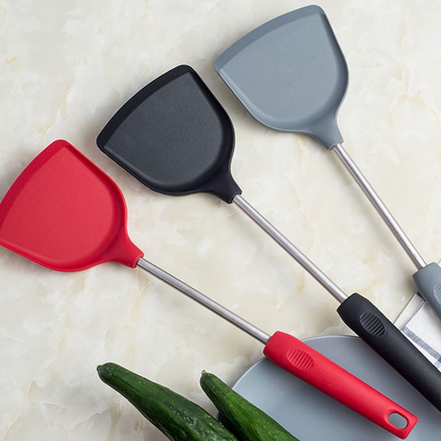 2690 Kitchen turner Heat Resistant Silicone Non-stick Silicone turner Grip Non Stick Long Handle Cooking turner DeoDap 2690 Kitchen turner Heat Resistant Silicone Non-stick Silicone turner Grip Non Stick Long Handle Cooking turner DeoDap